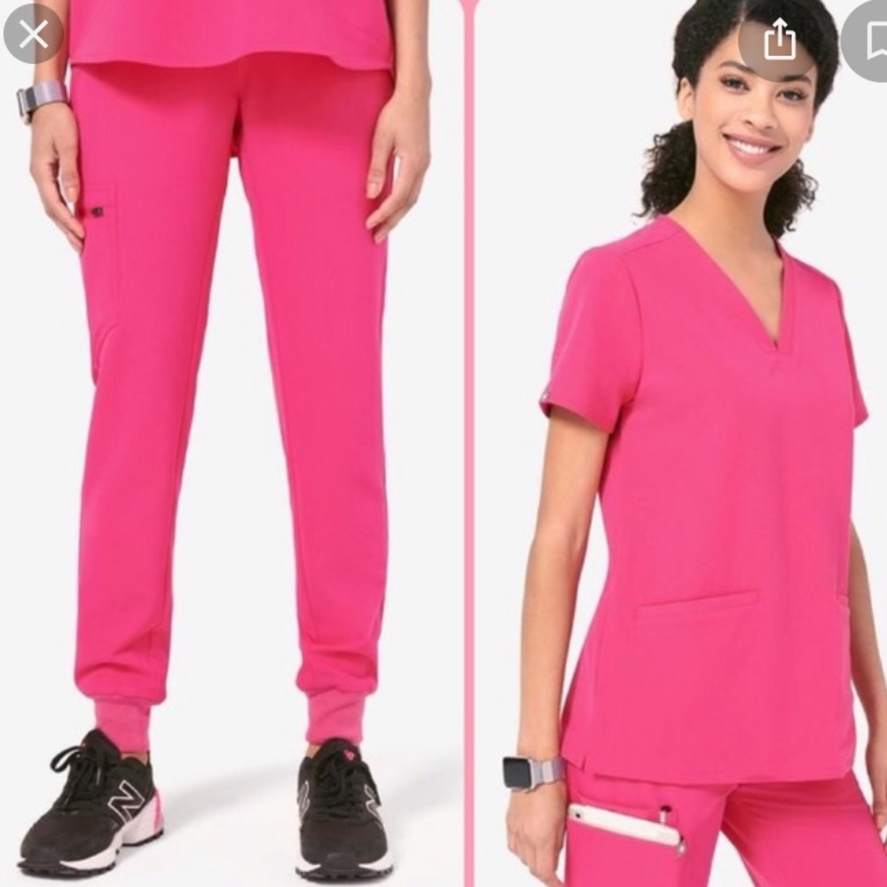 Figs XS HOT PINK Top & Joggers